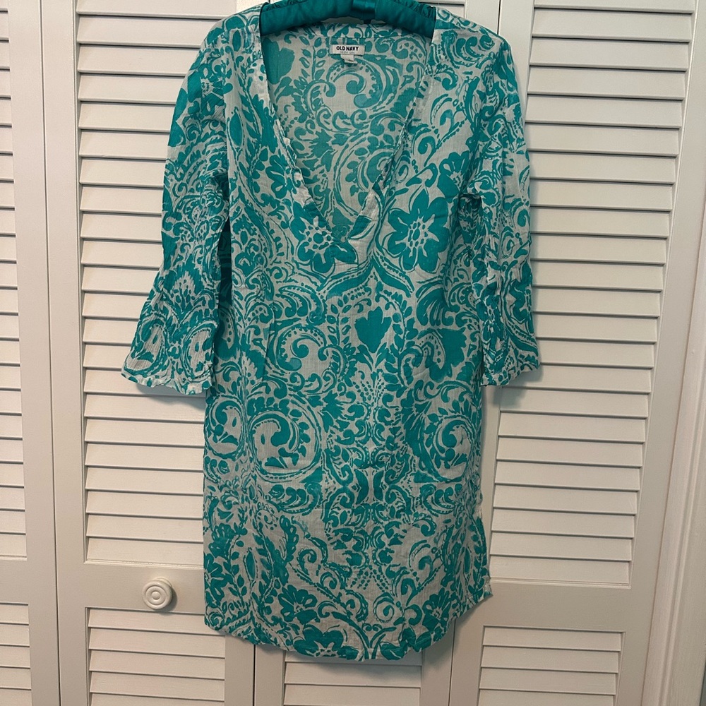 Classic Teal Floral Swimsuit Coverup